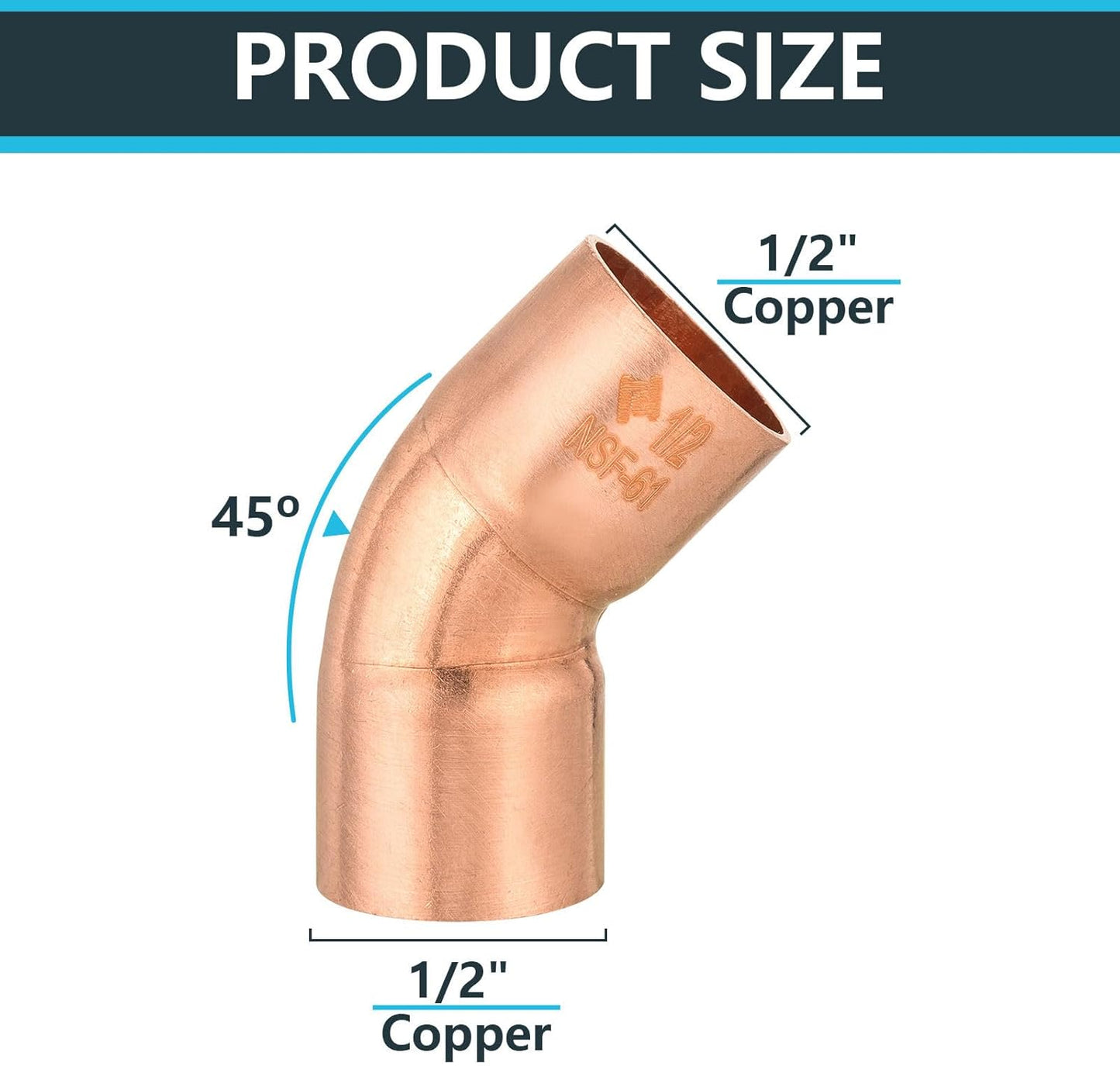 10 Pzas Accesorios Cobre Codo 45 Grados Conexión Soldadura