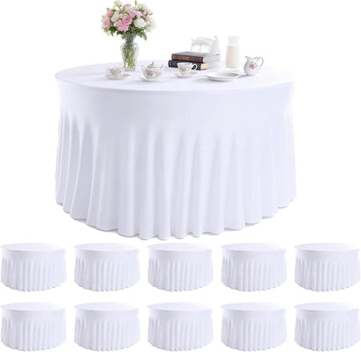 10 Manteles Elastano Blancos 60pulg Faldas Ajustables