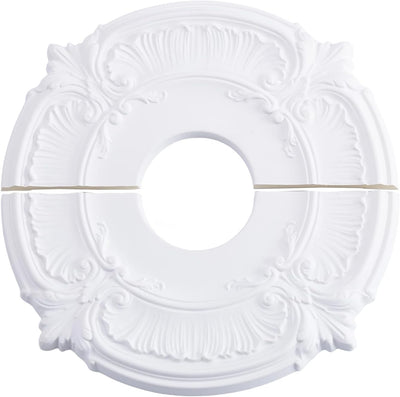 Medallón techo dividido ventilador 12pulg placa poliuretano blanco
