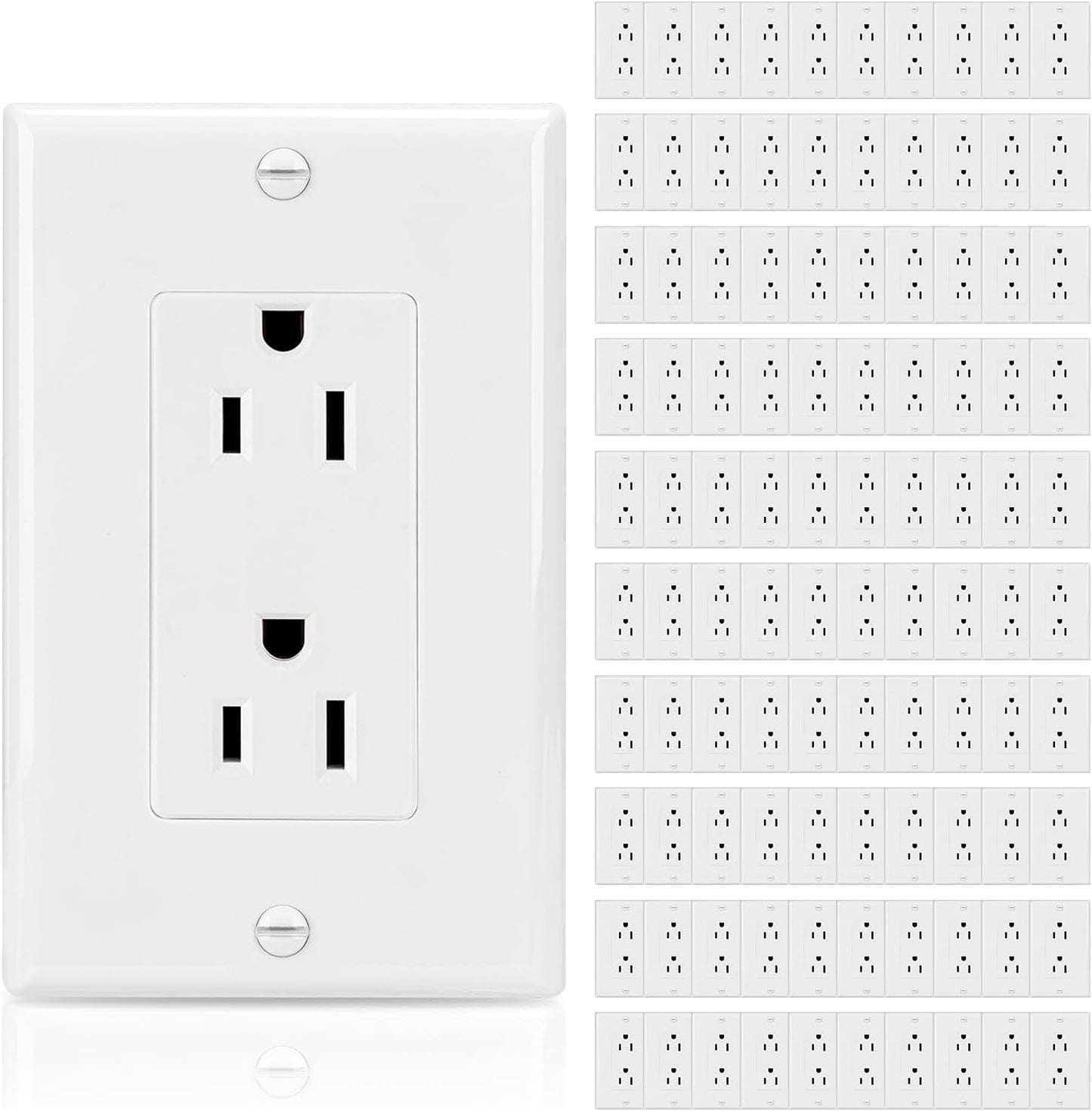 Toma corriente decoradora 15A/125V cert UL blanco set 100