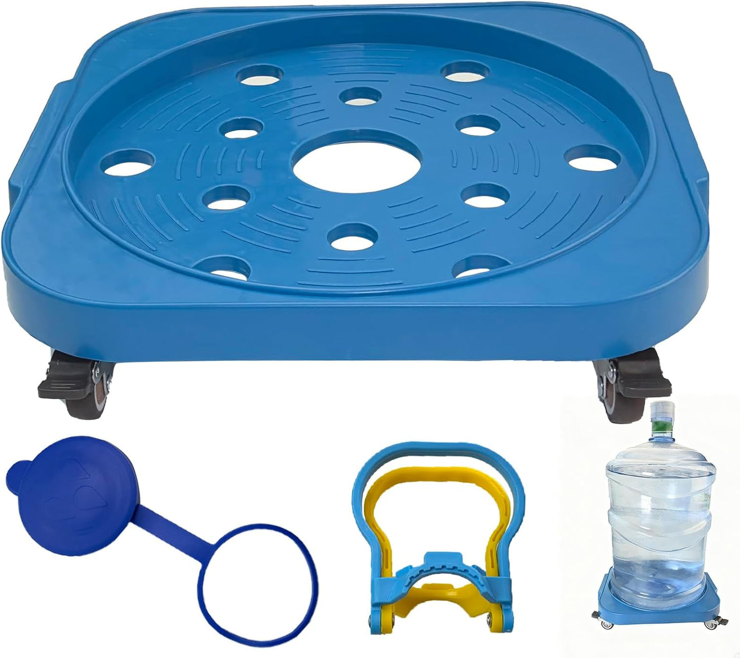 Contenedor 11pulg 5gal con ruedas soporte plantas azul