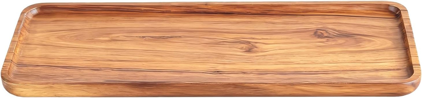 Bandeja de madera de acacia hecha a mano, multifuncional para velas y alimentos