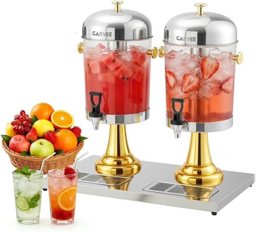 Dispensador bebidas acero inox con cubo hielo 4.4gal