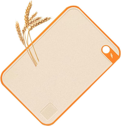 Tabla de cortar de paja de trigo Trekio's doble cara antideslizante con ranura para jugo