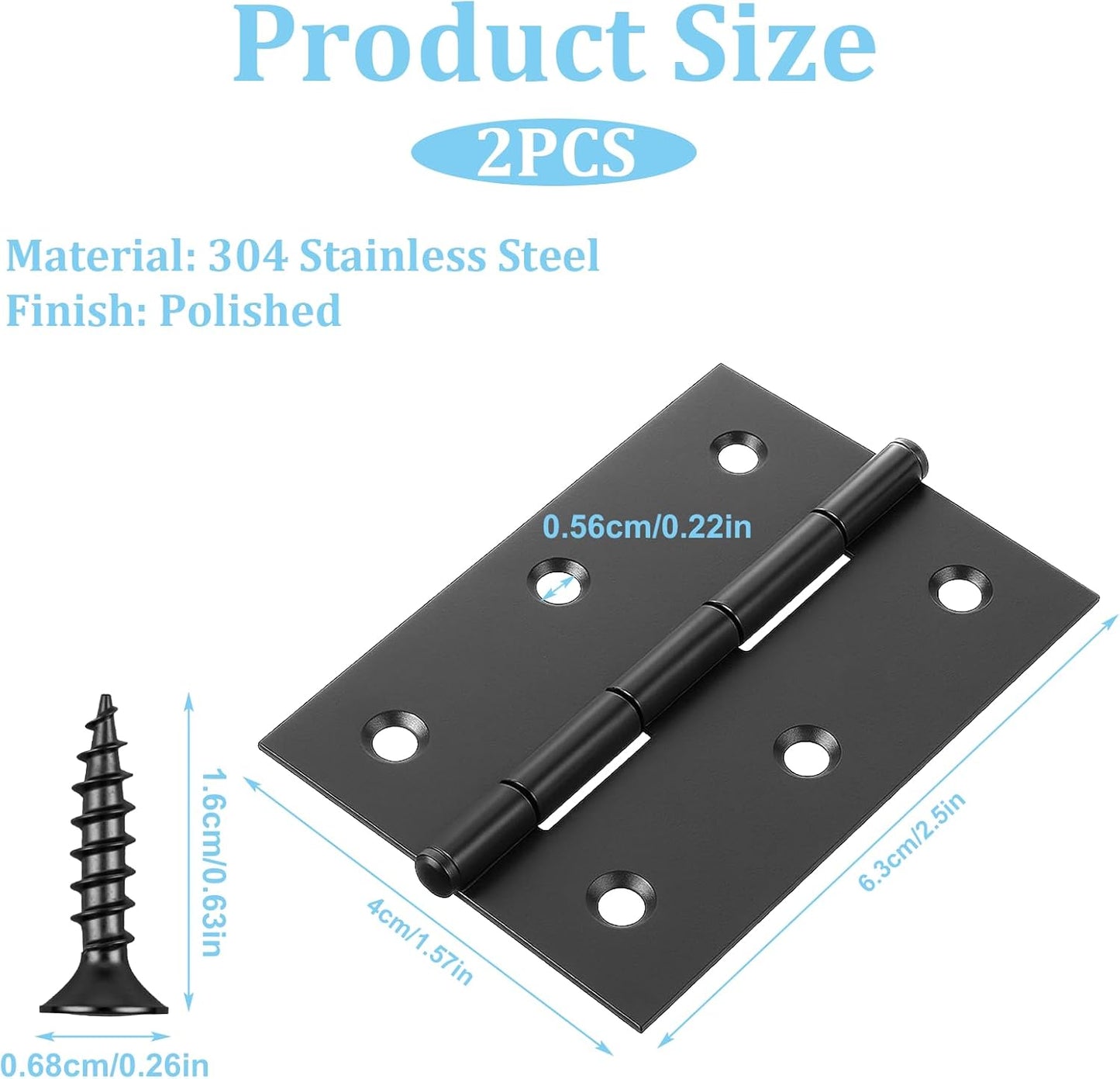 2 Bisagras Acero Inox 2.5pulg Plegables 12s Puerta Ventana