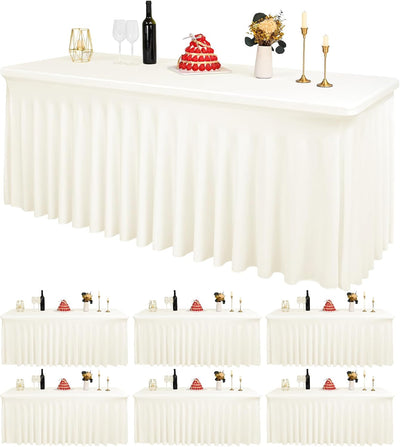 6 Manteles Elastano Marfil para Mesa Rectangular 6ft