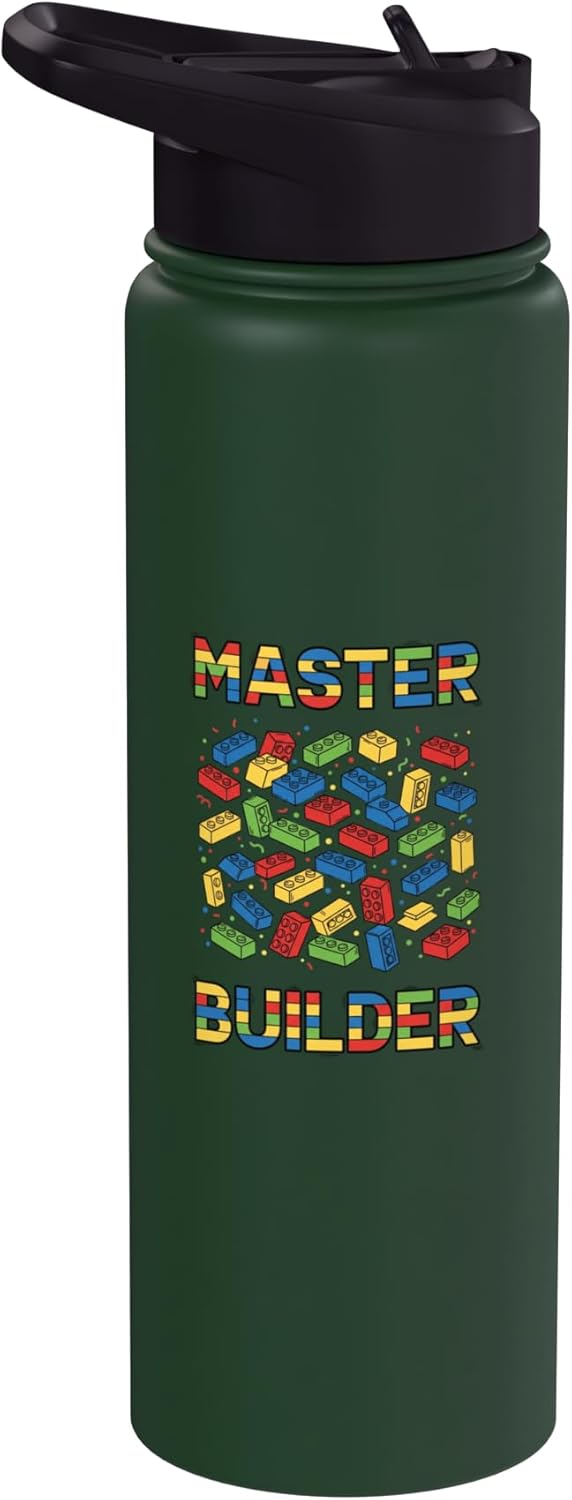 Botella de agua acero inoxidable para cumpleaños con bloques de ladrillo
