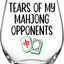 Copa de vino sin tallo con impresión de azulejos de Mahjong