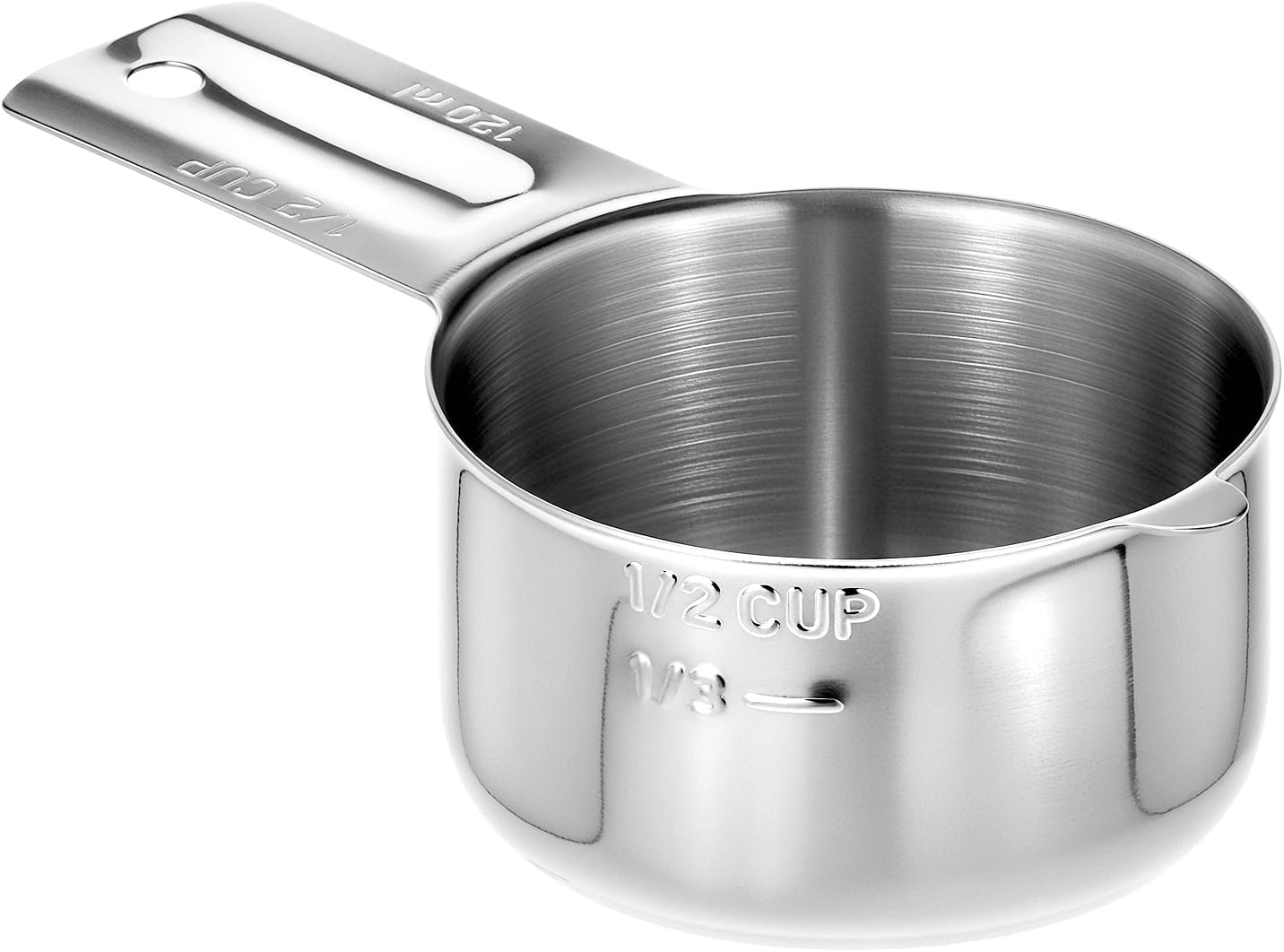 Taza medidora acero inox 4.1oz con cuchara métrica grabada