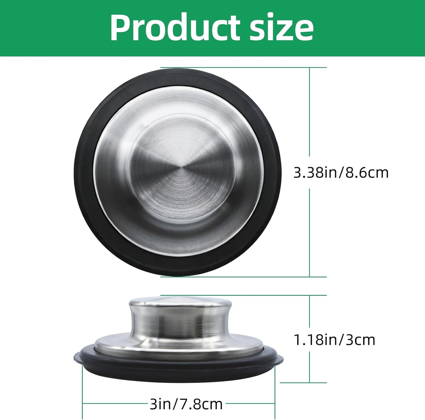 Tapón de lavabo acero inox para desagüe 3.5pulg