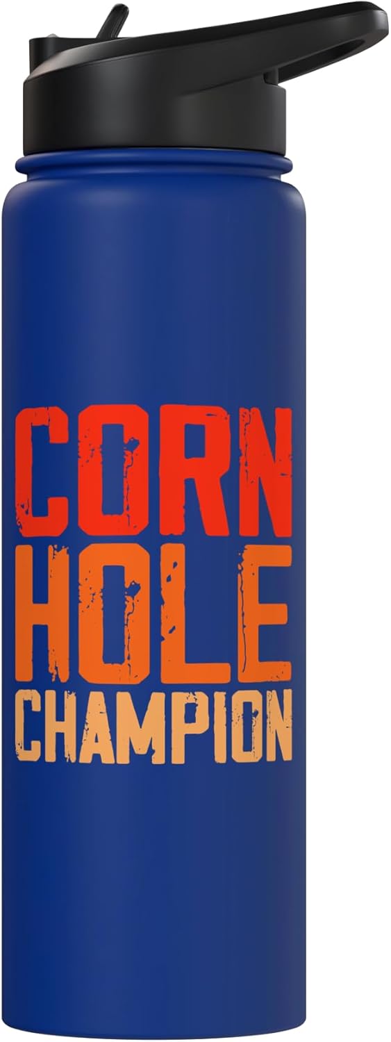 Botella de agua aislada de acero inoxidable Cornhole Champion