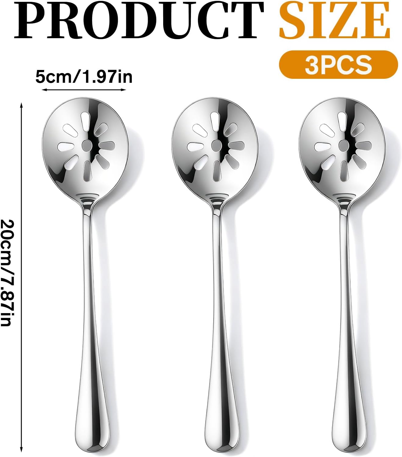 3 cucharas ranuradas de acero inoxidable antiadherentes para cocinar