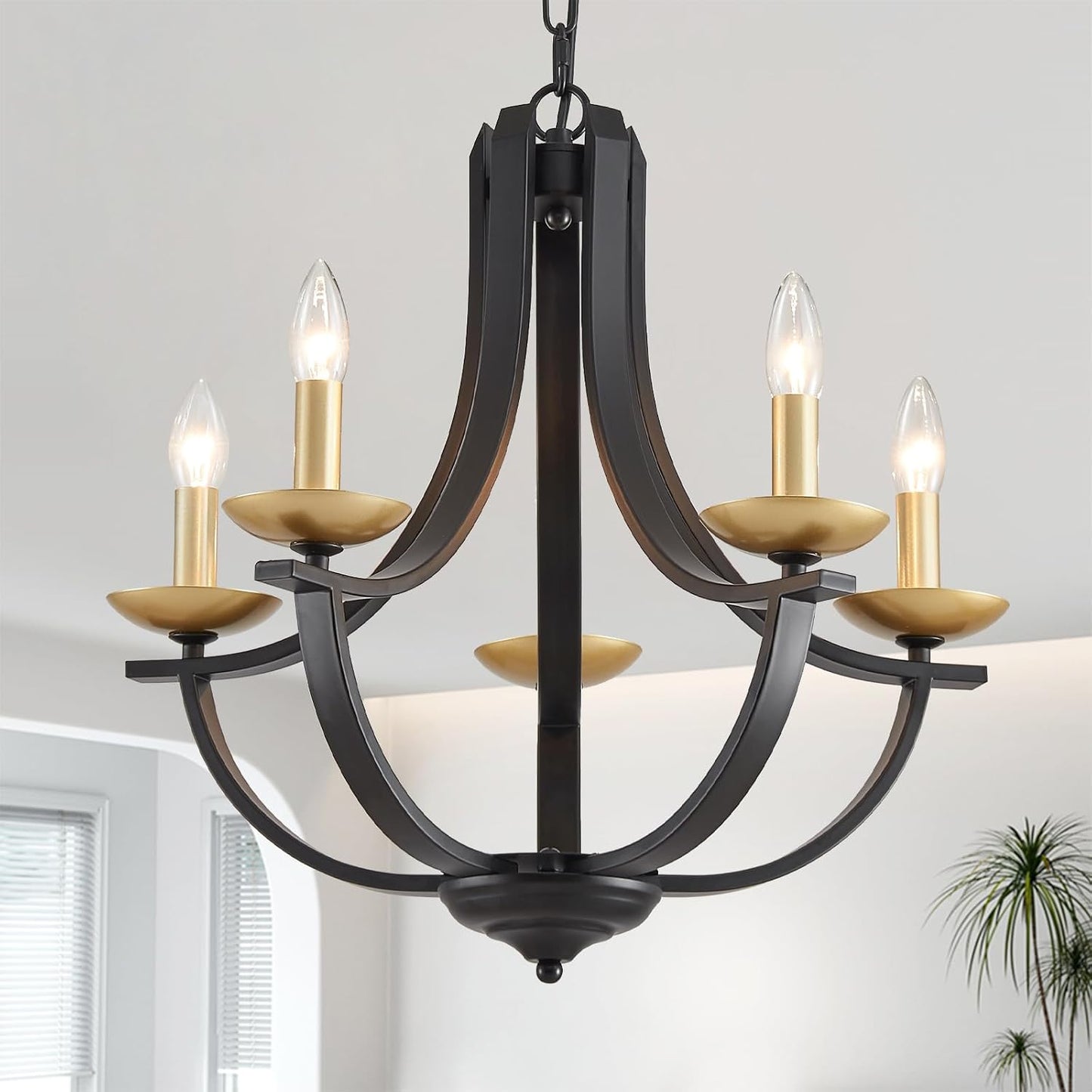 Candelabro negro 5 luces 21pulg moderno rústico ajustable