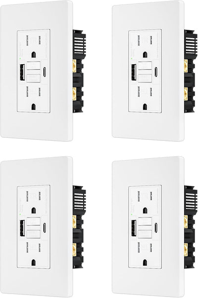 4 Tomacorrientes GFCI 15A con USB 4.8A LED