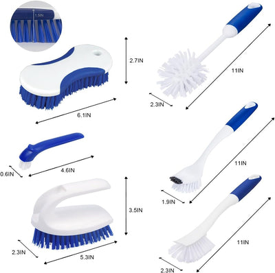Juego cepillos cocina con mango ergonómico azul blanco