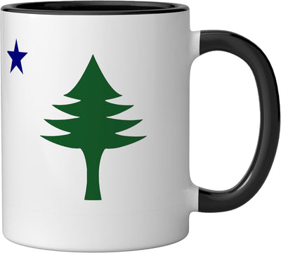 Taza cerámica bandera estado Maine 1901 pino estrella negra/blanca