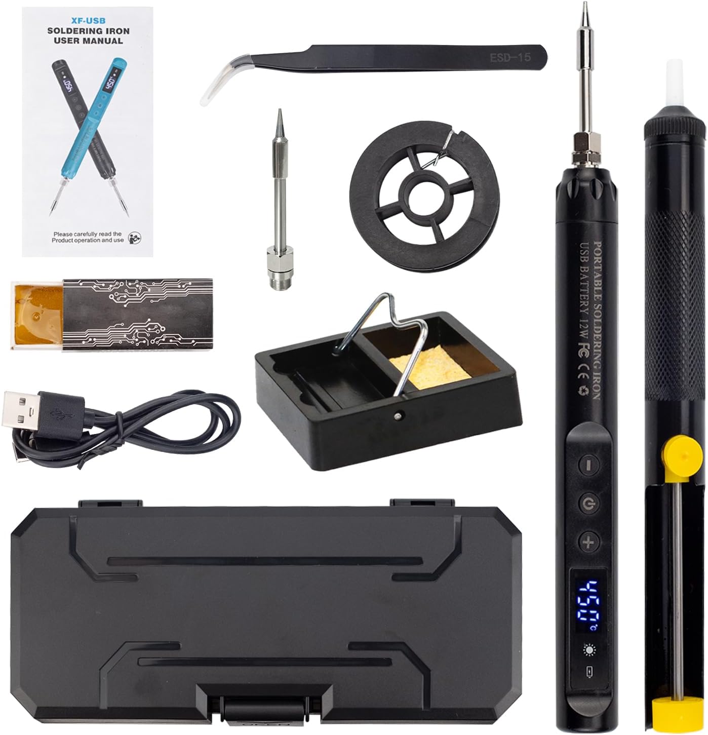 Kit soldador inalámbrico LCD recargable USB portátil