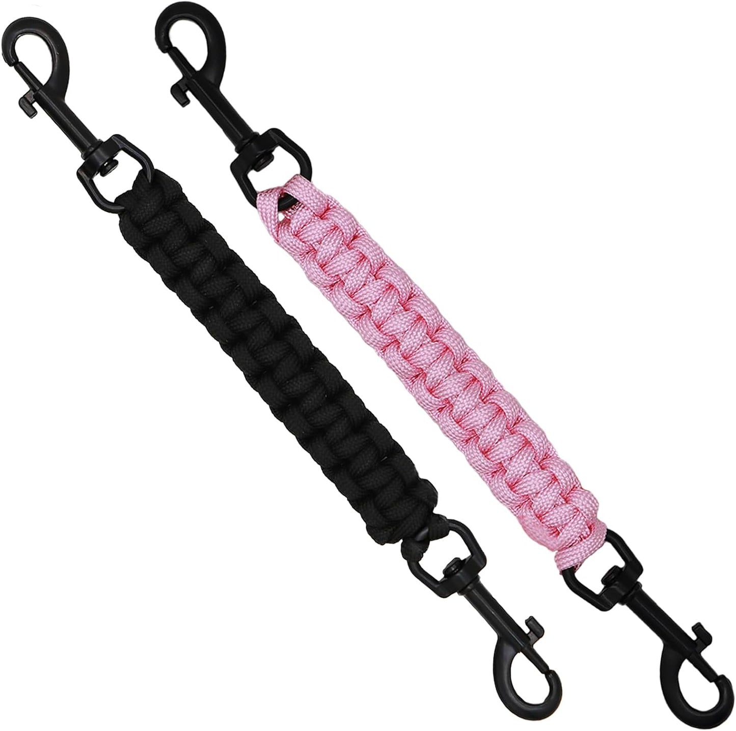 2 Clips Seguridad Collar Perro Doble Hebilla Giratoria Rosa Negro