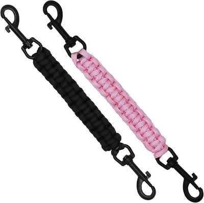 2 Clips Seguridad Collar Perro Doble Hebilla Giratoria Rosa Negro
