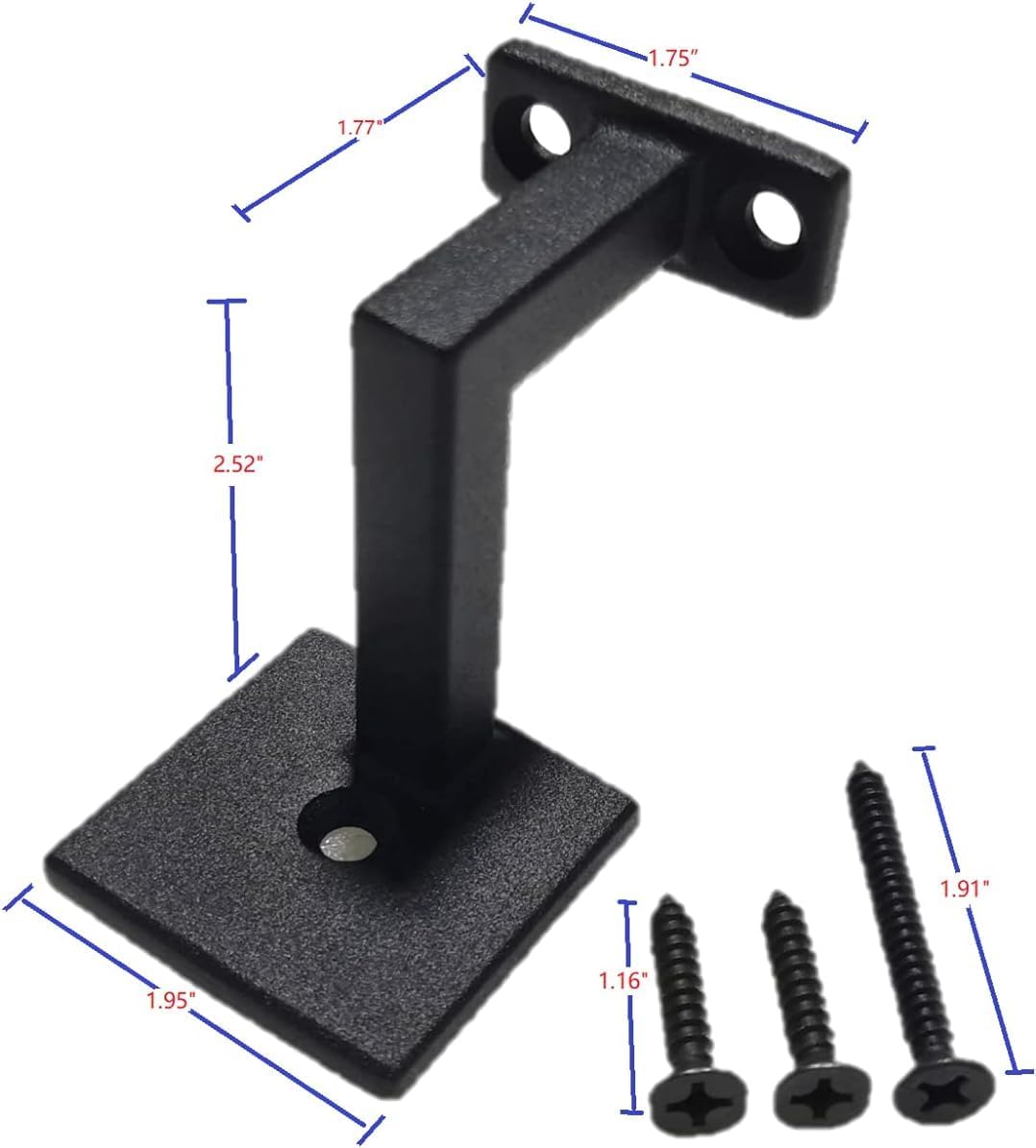 Soportes cuadrados barandilla escalera 1 negro texturizado