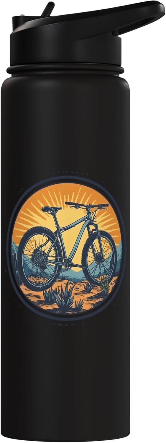 Botella de agua aislada de acero inoxidable ciclista artística