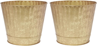 Macetas metal color dorado 7pulg set 2 decoración granja