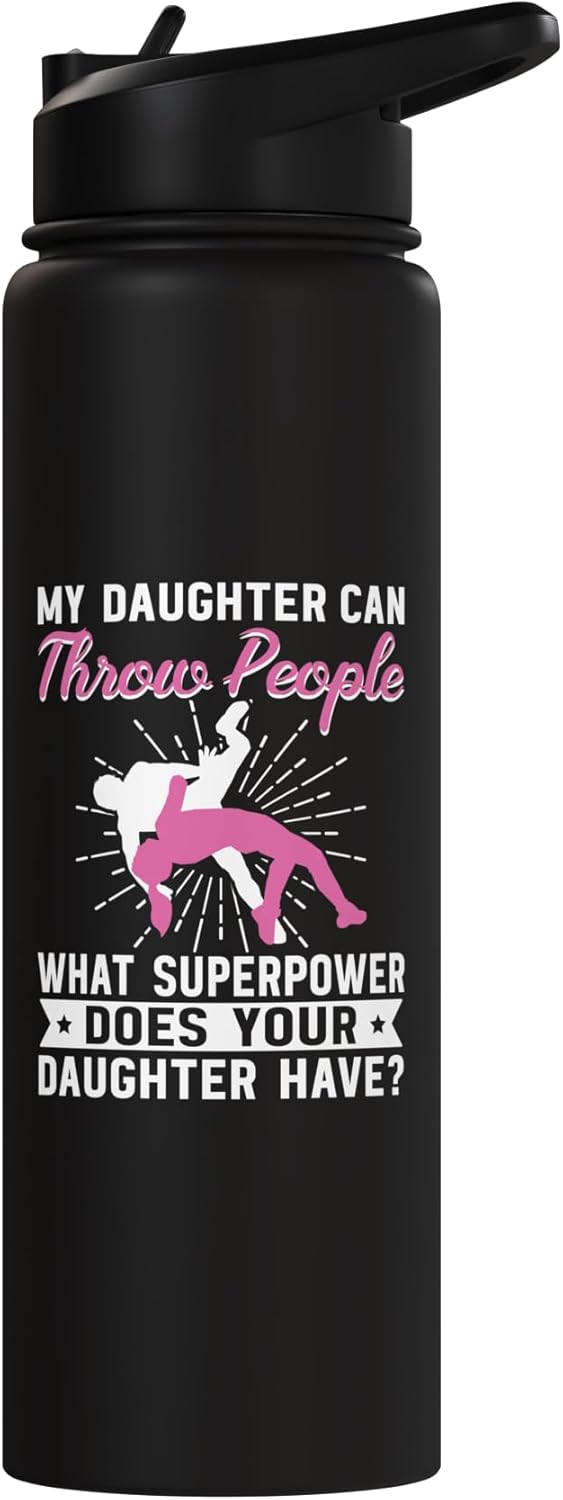 Botella de agua aislada de acero inoxidable wrestling madre hija divertida