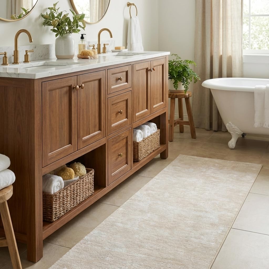 Alfombra baño 2x6ft antideslizante lavable plegable