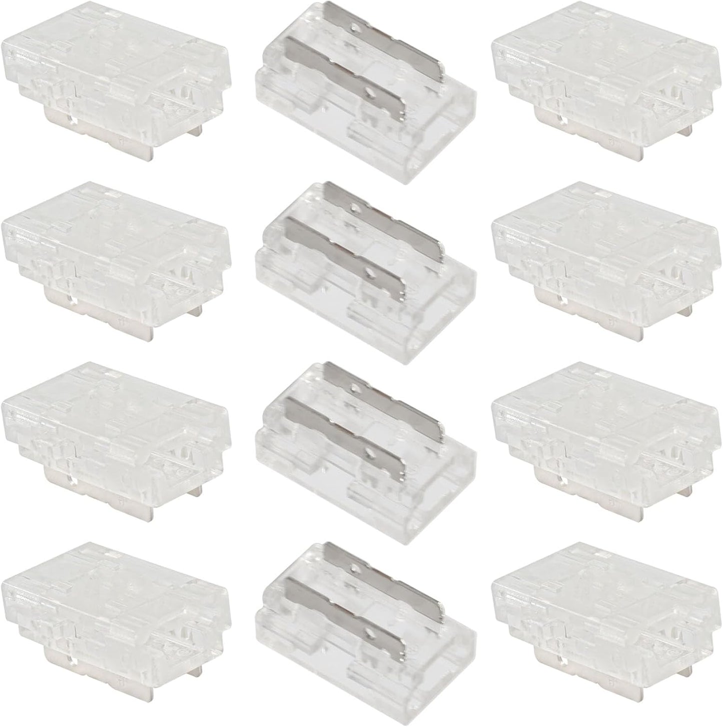 Conectores LED 8en1 12 pzas 2 pin transparentes para tiras COB/SMD