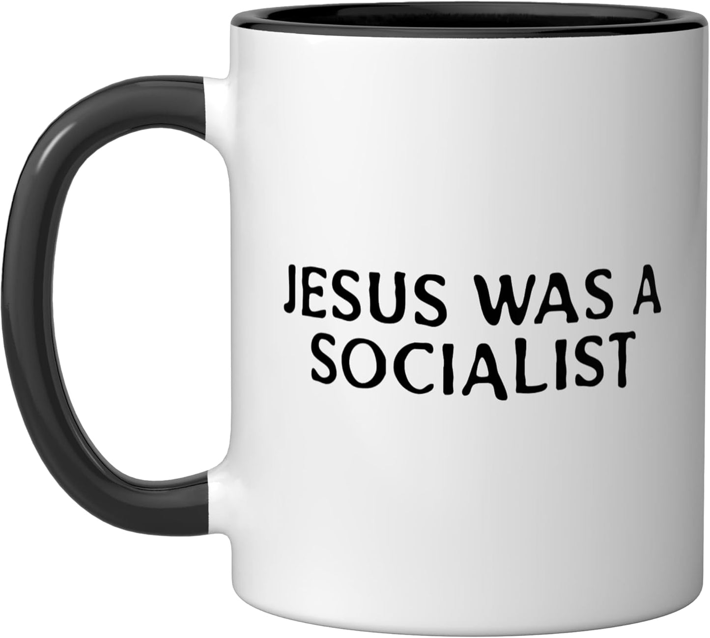 Taza de cerámica Jesus Was A Socialist Message Negro/Blanco