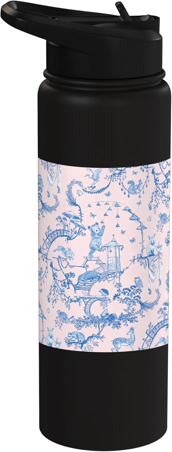 Botella de agua aislada de acero inoxidable con animales de la selva