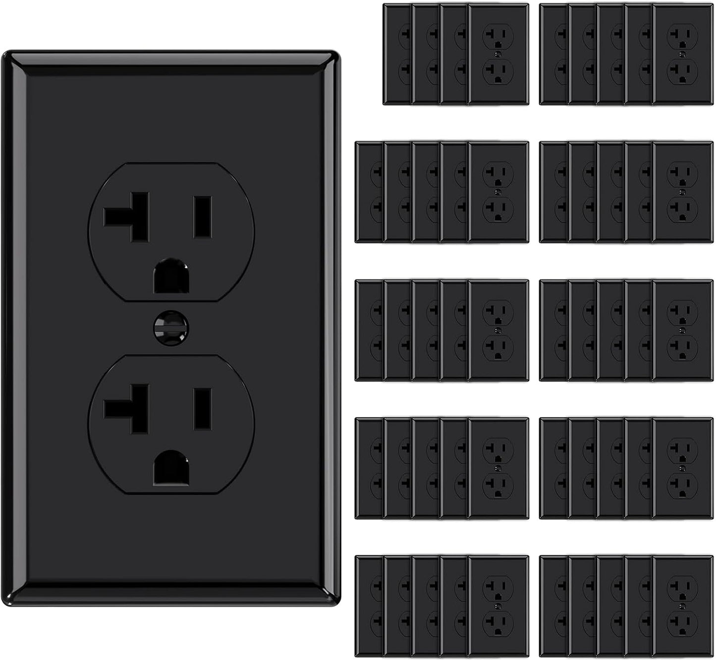 Toma corriente dúplex 20A 125V cert UL placa pared