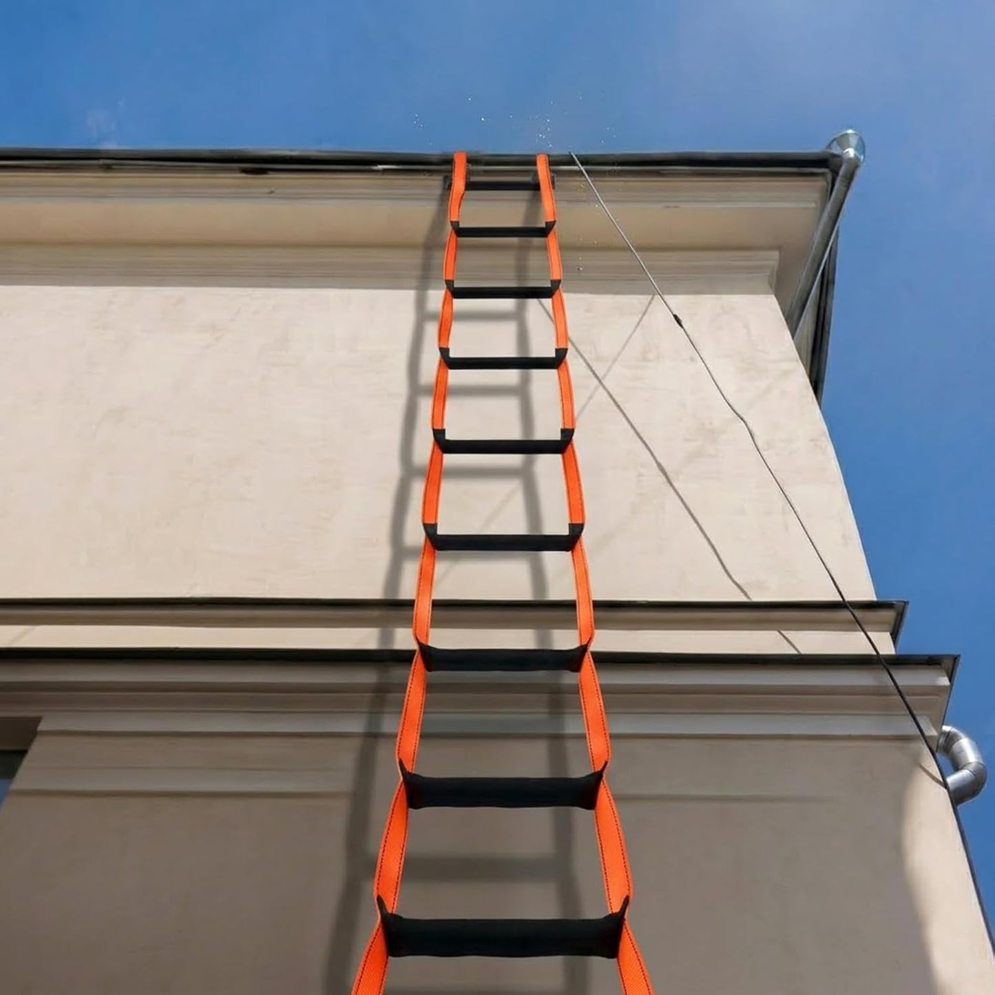 Escalera de cuerda seguridad 16.5ft 2 ganchos para hogar 2-3 pisos