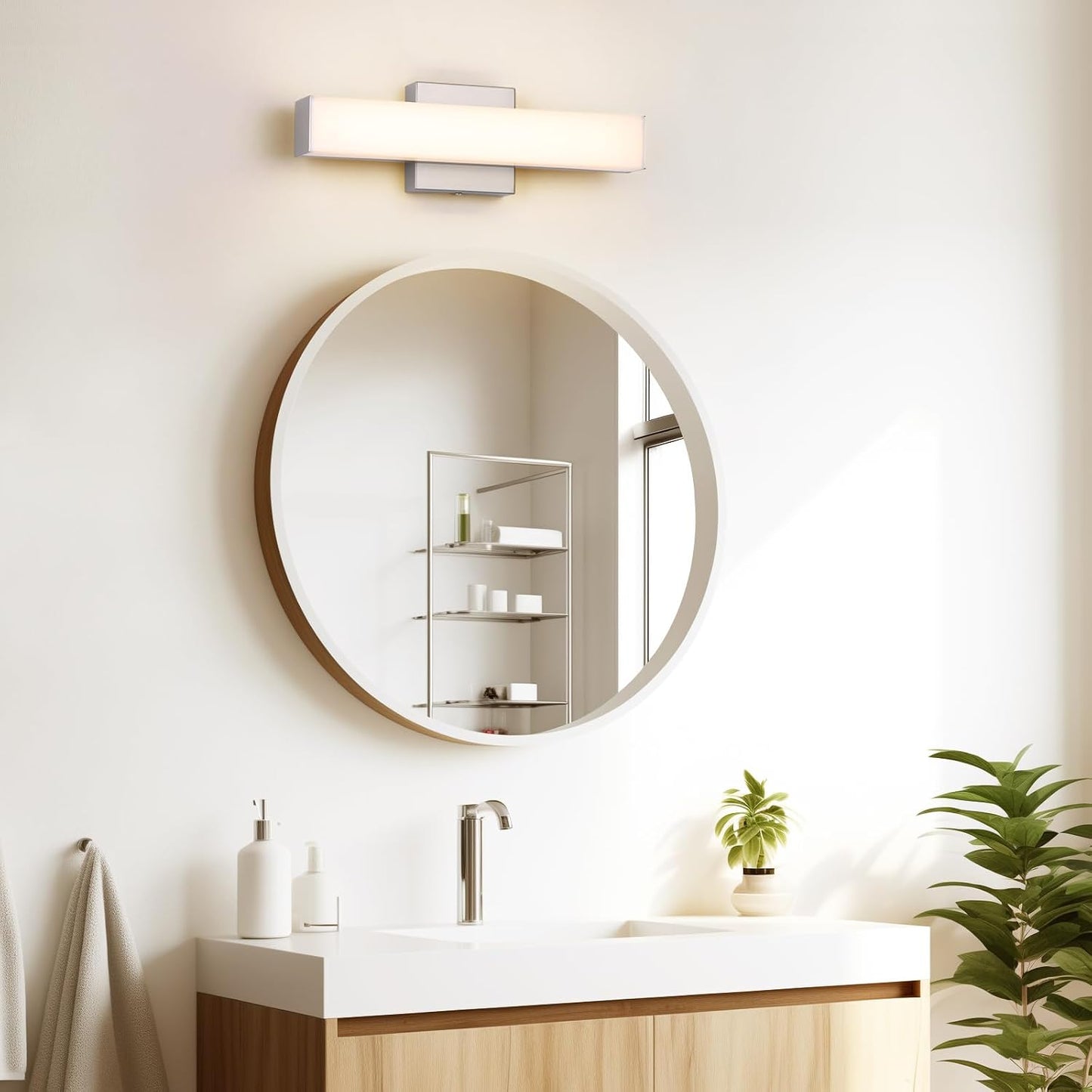 Luz de baño LED acero inox 15.7pulg ajustable 18W