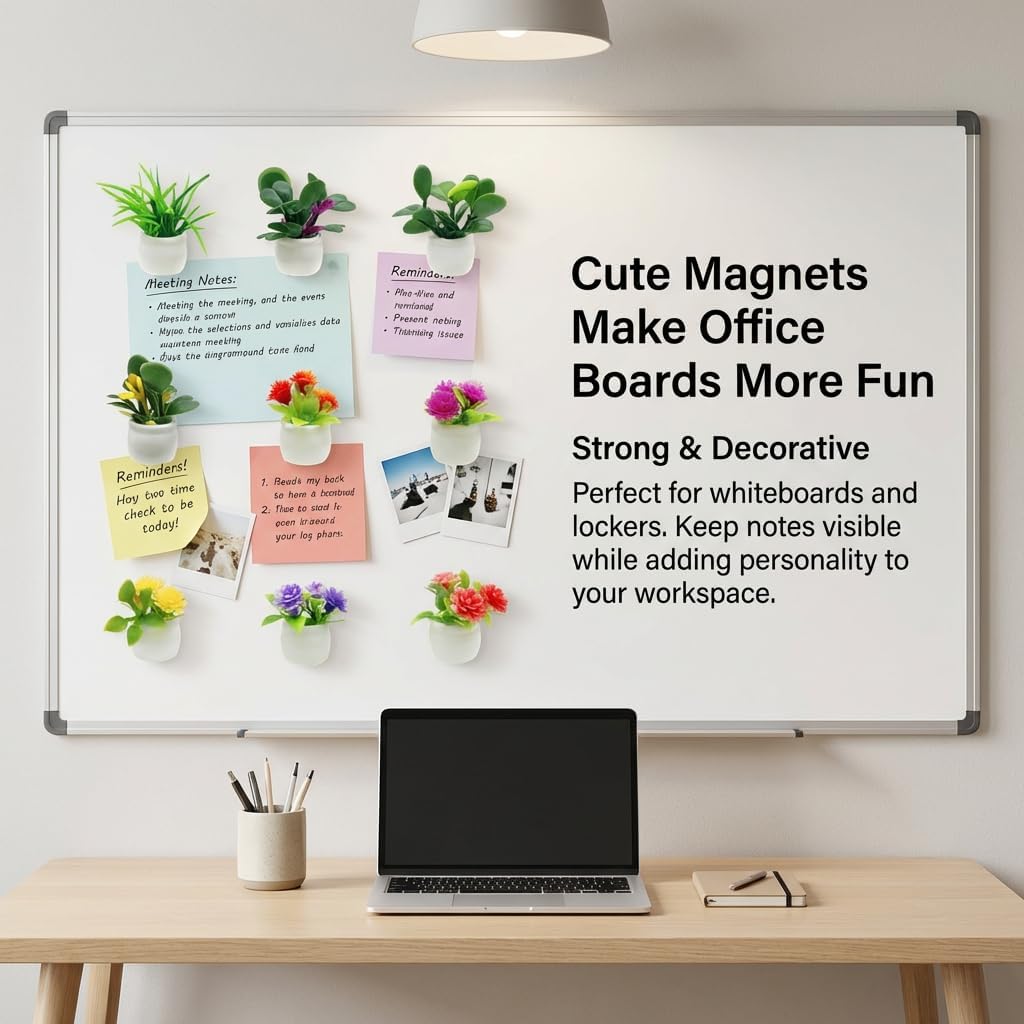 9 mini imanes 3D para nevera en maceta PVC artificiales para suculentas y flores