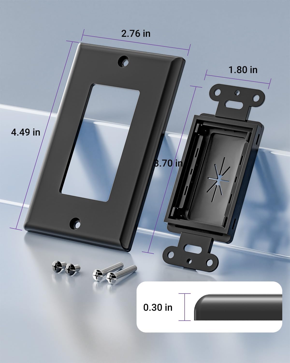 Placa pared negro paso cable goma flexible para TV