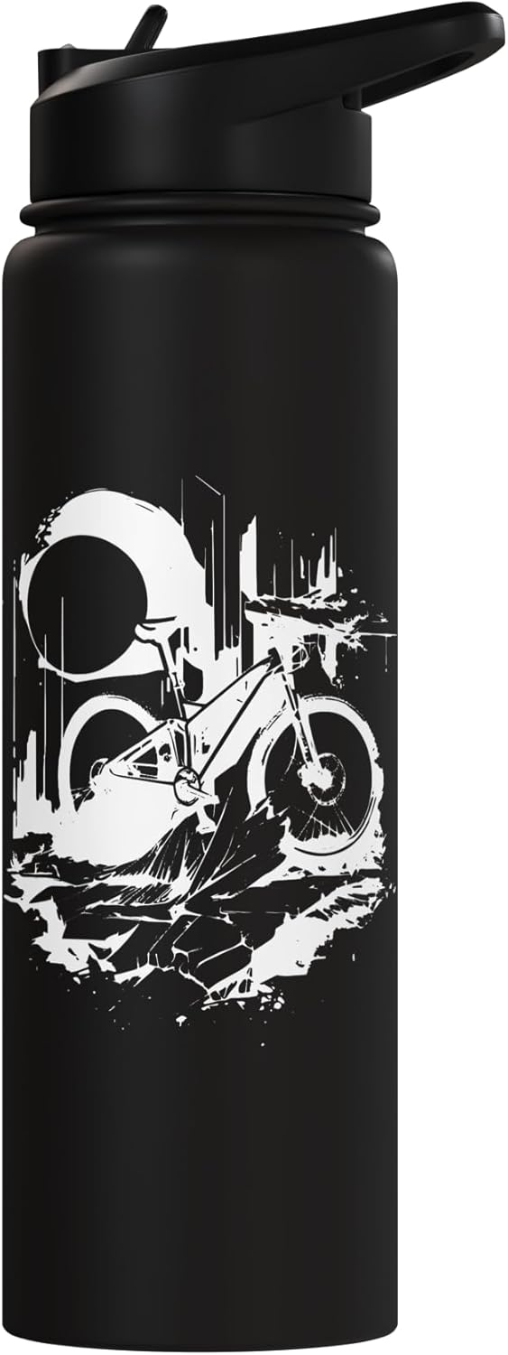 Bottella de agua aislada para mountain biking en acero inoxidable