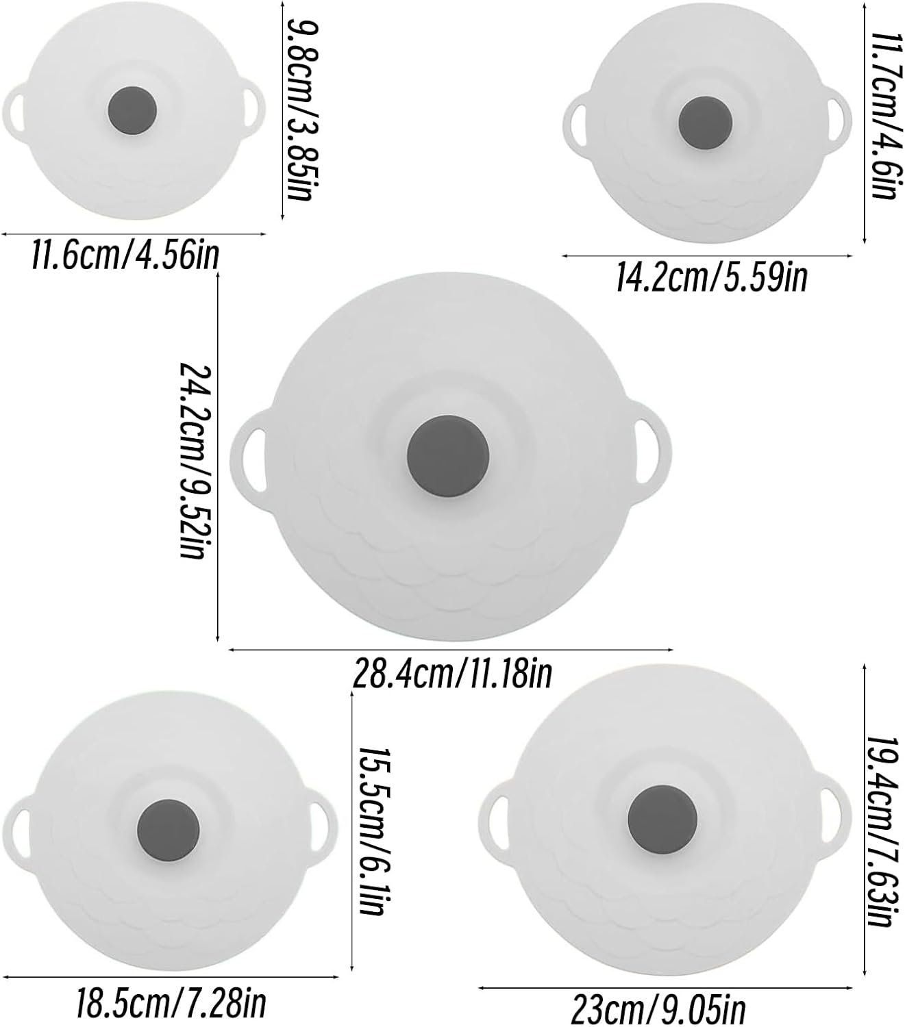 Paquete de 5 tapas de silicona reutilizables para tazones y cuencos