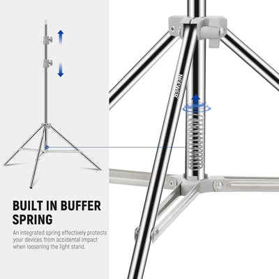 Soporte luz acero inox 190cm trípode plegable resistente