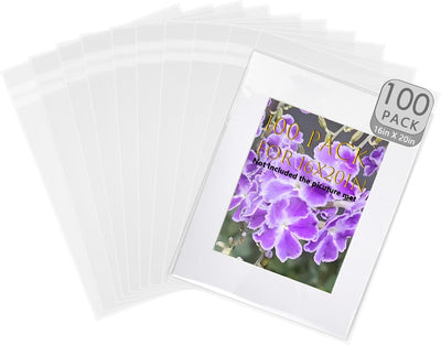 100 Bolsas Plástico Transparente 16x20pulg para Marcos Fotos