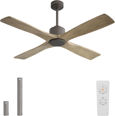 Ventilador techo sin luz 6 velocidades madera gris