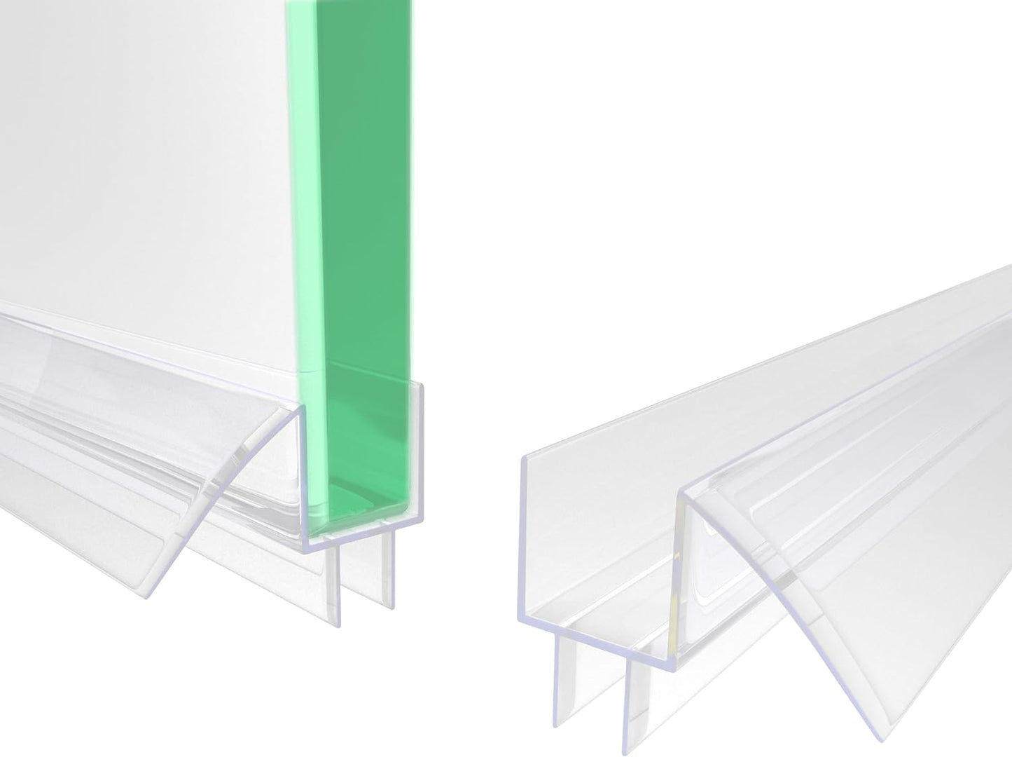 2 Tiras sellado puerta ducha vidrio 3/8pulg poli transparente