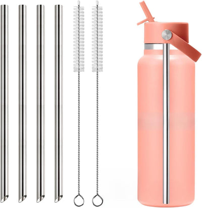Popotes de metal para botella ancha con cepillos de acero inoxidable