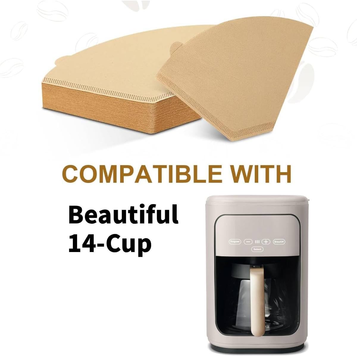 100 filtros de papel para cafetera programable de 14 tazas