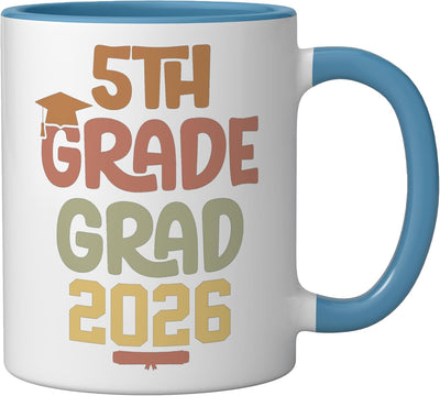 Taza de cerámica para escuela primaria 5º grado 2026 azul/blanco