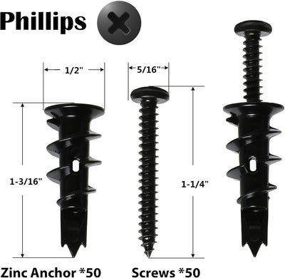 Set 100 anclajes y s metal negro autoperforantes #8 soportan 75lb
