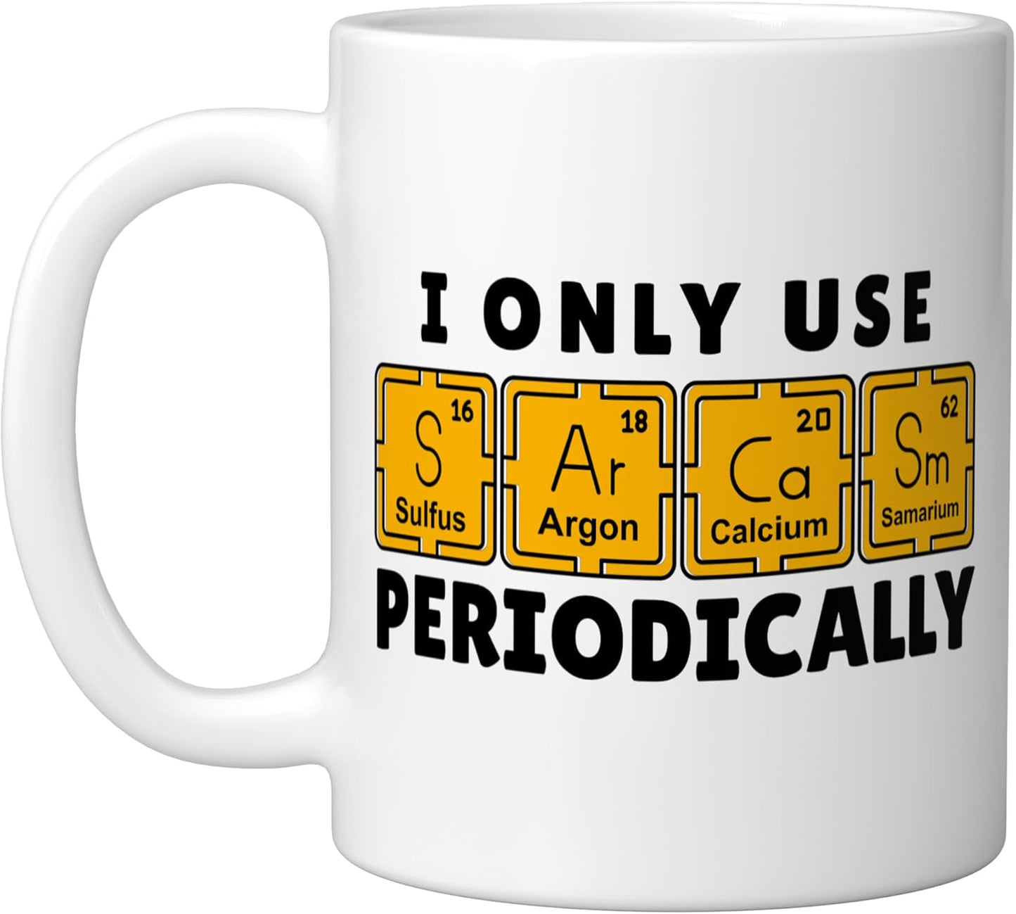 Taza cerámica sarcástica de tabla periódica de ciencia rara