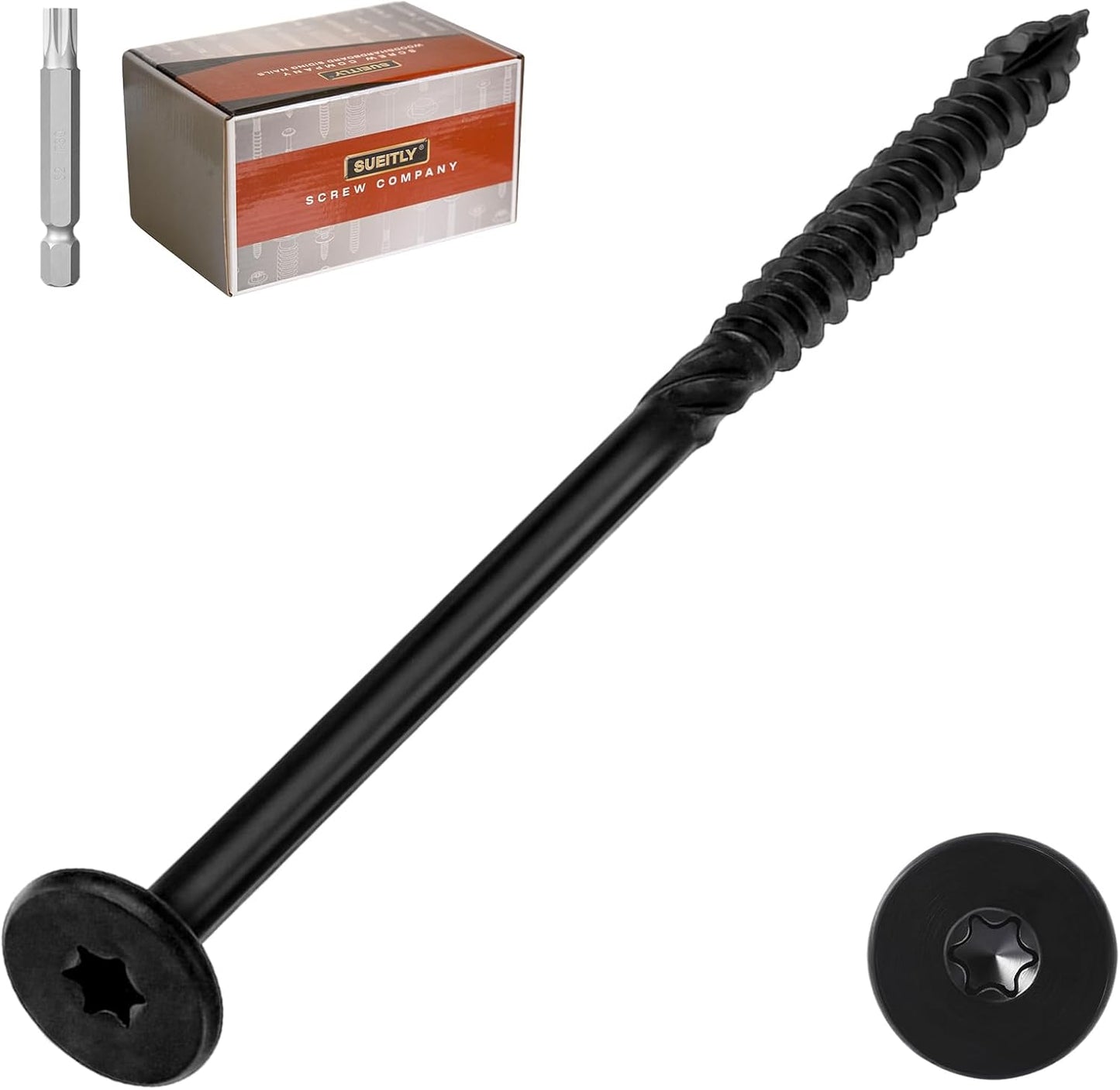 Tornillos cubierta T30 Torx negros #14 x 5 s madera paq 50