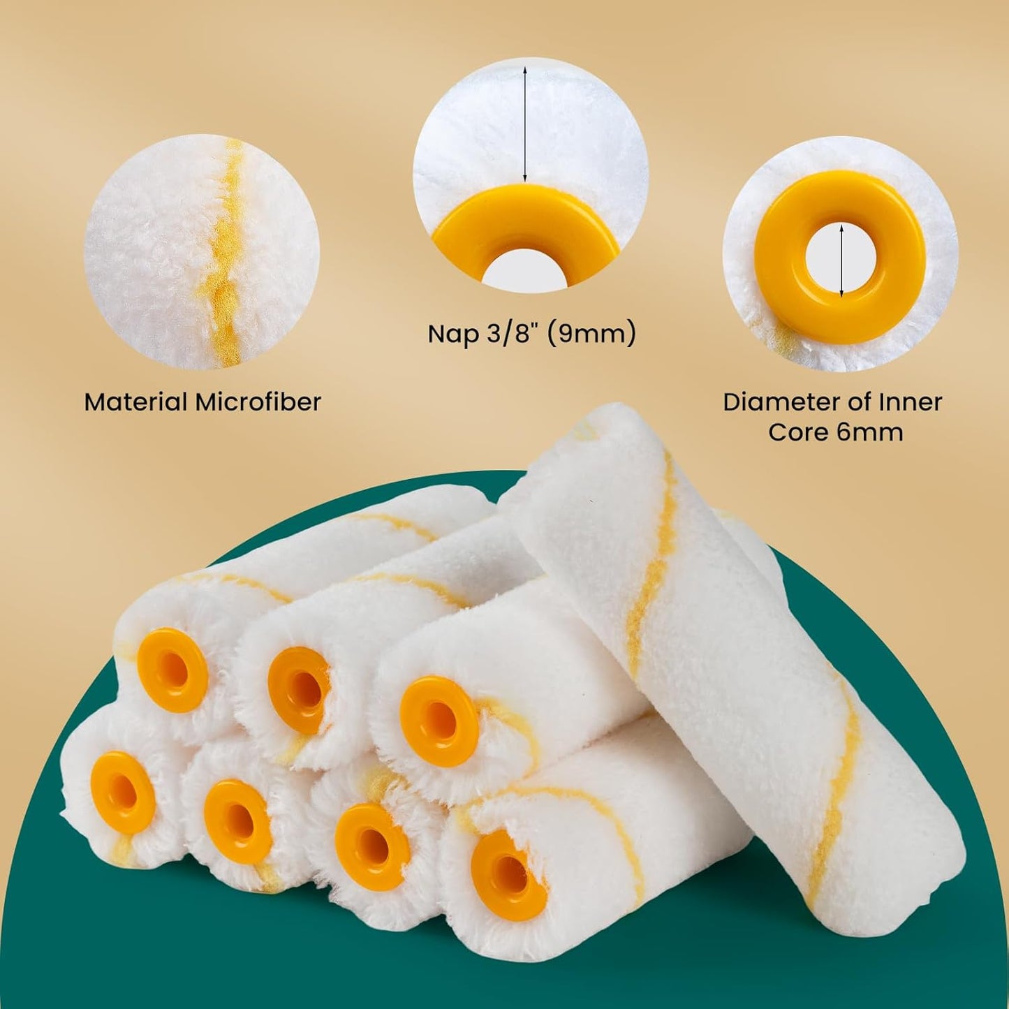 Kit 14 Rodillos Pintura 4pulg Microfibra