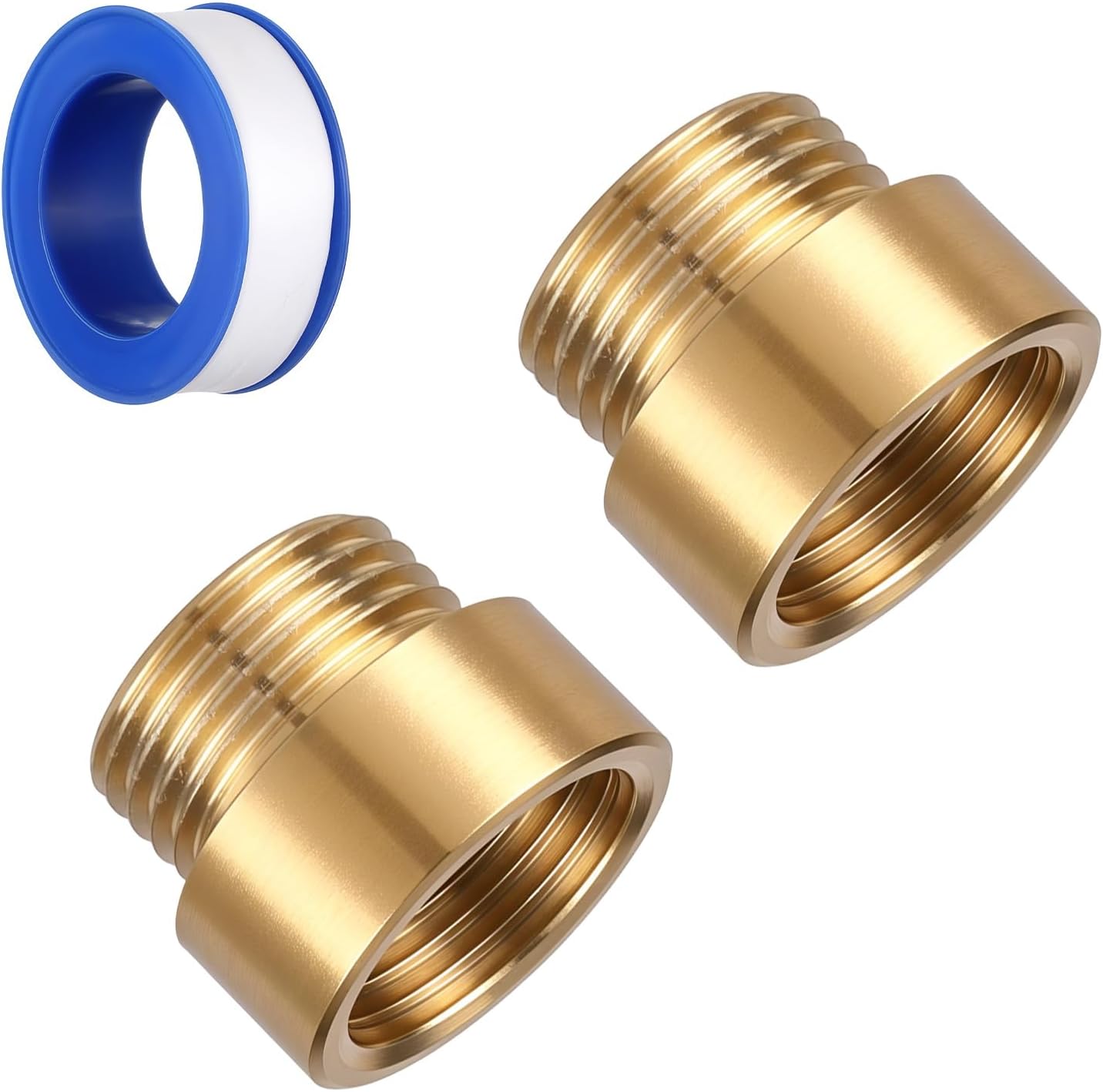 2 Pack Adaptadores Latón Macho a Hembra 1/2 Con Cinta Fontanero